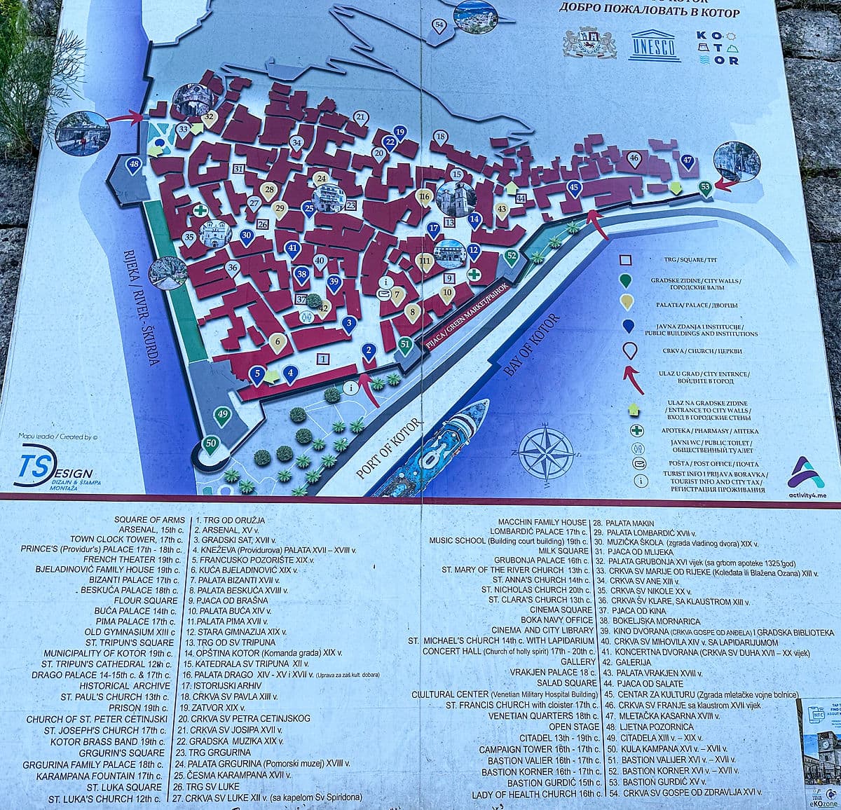 Kotor old town şehir haritası