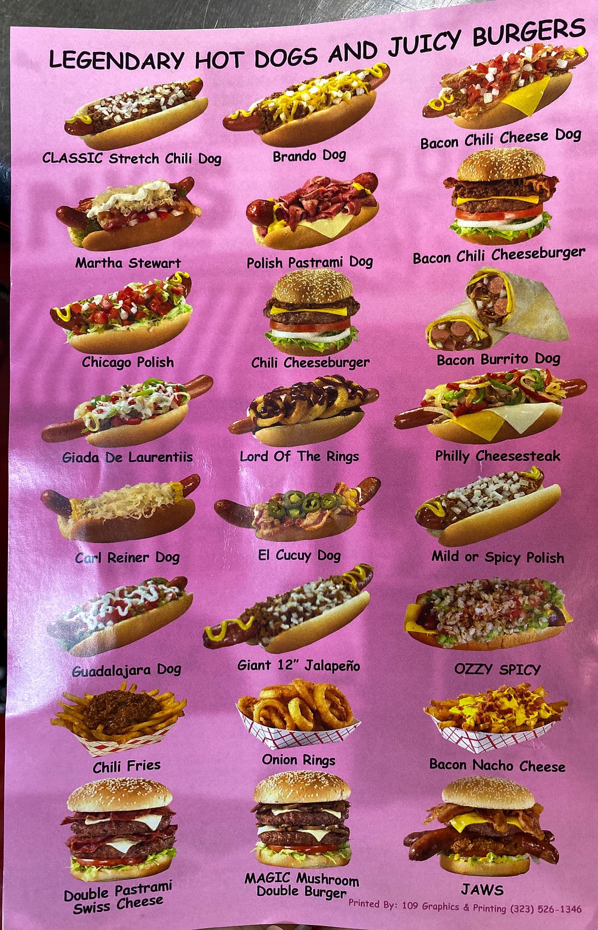 pink burger menu